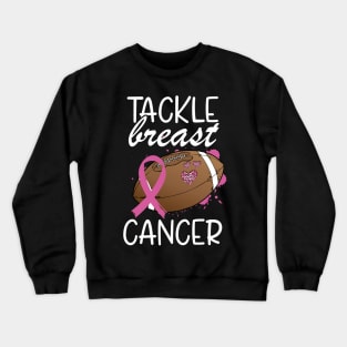 Tackle Cancer Breast Cancer Awareness Ribbon Football Crewneck Sweatshirt